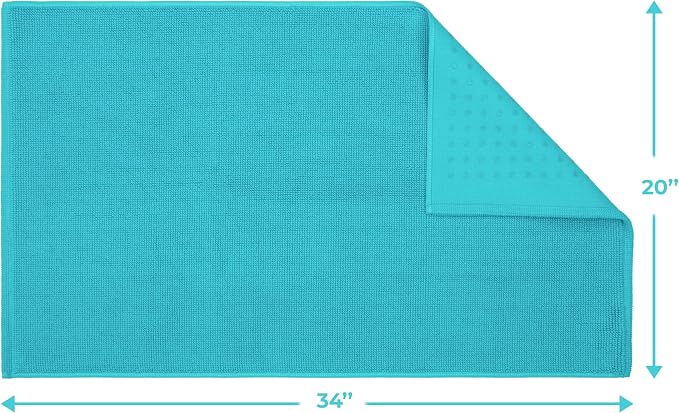 Cotton Paradise 100% Cotton Turkish Bathmat Rug, Soft Absorbent Quick Dry Non Slip, 20x34 Bathmat Rug, Turquoise