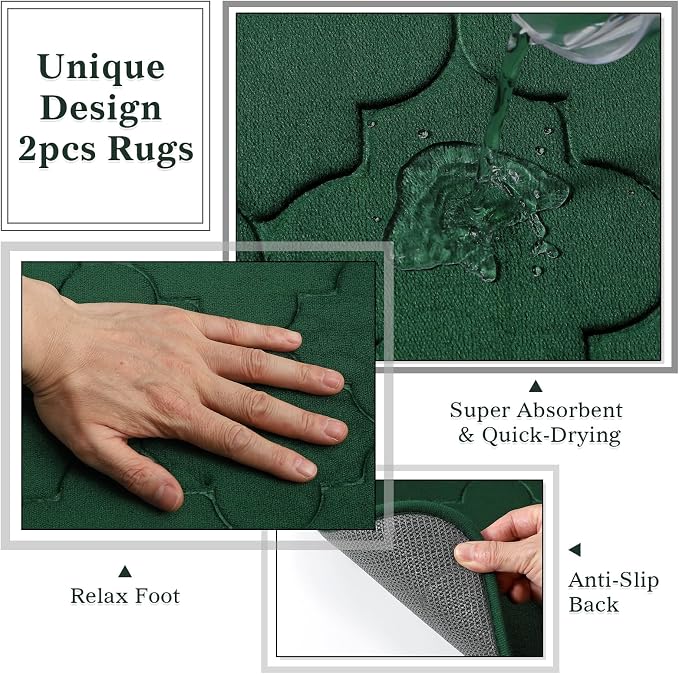Dark Green Bathroom Accessory Set - Bathroom Sets, 25PC Bath Accessories Set, Bathroom Sets with Push Top Trash Can, Shower Curtain and Rugs, Toilet Brush, Trash Can & Soap Dispenser