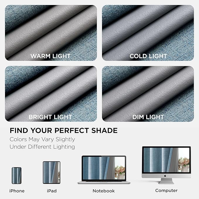 Joydeco Light Blue Blackout Curtains 120 Inches Long, Extra Long Curtains 120 Inch Length 1 Panel for Bedroom, Thermal Insulated Linen Black Out Curtains with Grommets(100x120, Light Blue)