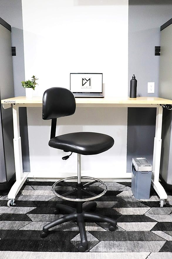 Chair Master - Medium Bench Height Task Chair for Labs, Exam Rooms, Doctor and Dentist Offices. Easy to Clean! 19.5"-27.5" Seat Ht. (Medium Bench Height, Black)