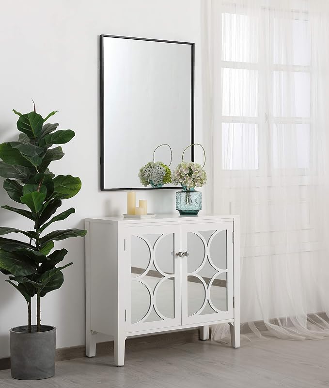 Elegant Decor Eternity 36" x 27" Contemporary Metal Frame Mirror in Black