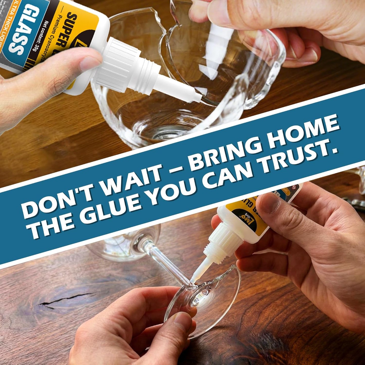 Skiennix Glass Super Glue - Clear Instant Cyanoacrylate Adhesive for All Repairs - Thick Formula