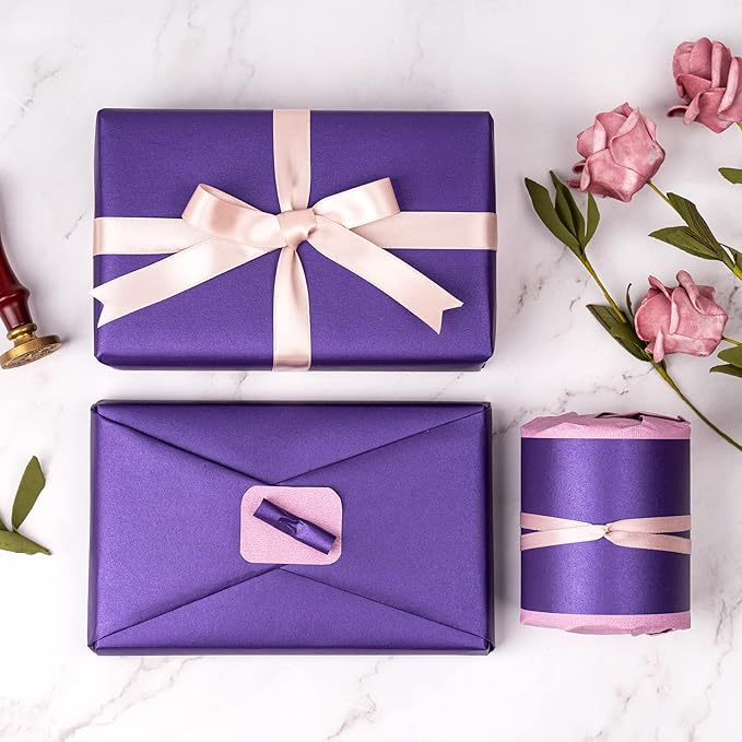 RUSPEPA Purple Matte Wrapping Paper - Solid Color Pearly - luster Paper Perfect for Wedding, Birthday, Christmas, Baby Shower -17 Inches X 32.8 Feet
