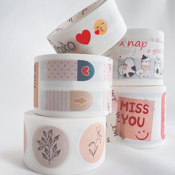 WT Planner’s Washi Tape Sticker Set, 5 Rolls, Original Floral Weekly Decorative Stickers, Cute Pastel Adhesive Tape for Planners, Journals, Bujo, DIY Crafts, Stationery Supplies