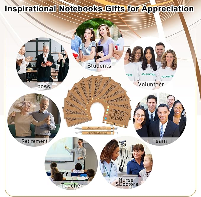 Jetec Inspirational Notebooks Bulk Spiral Notebook with Sticky Notepad Motivational Pens Valentines Day Gifts for for Employee Coworker Nurse Staff Teacher Nurse Volunteer(50 Sets,Amazing)
