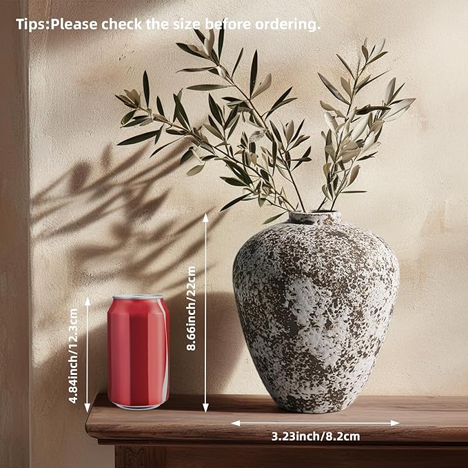 Ceramic Vase,Flower Vases Home Decor,Rustic Vintage Decorative Boho Vase for Centerpiece Table,Room,Bathroom,Wall,Bedroom,Living Room,Kitchen,Office Decorations,8.66 inch Retro Snowflakes