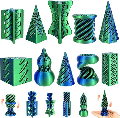 Skiennix 3D Printed Spiral Fidget Toys Set - 10 Pack for Stress Relief & Anxiety Relief | Various Shapes