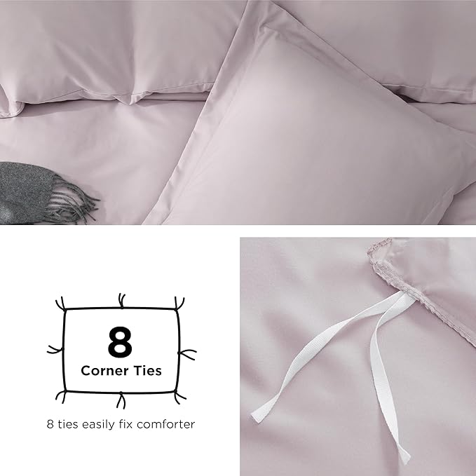Bedsure Duvet Cover Twin/Twin XL Size - Soft Double Brushed Bedding Set for Kids & Adults, Zipper Closure, 2 Pieces, Includes 1 Duvet Cover (68"x90") & 1 Pillow Sham, NO Comforter, Pink Mocha