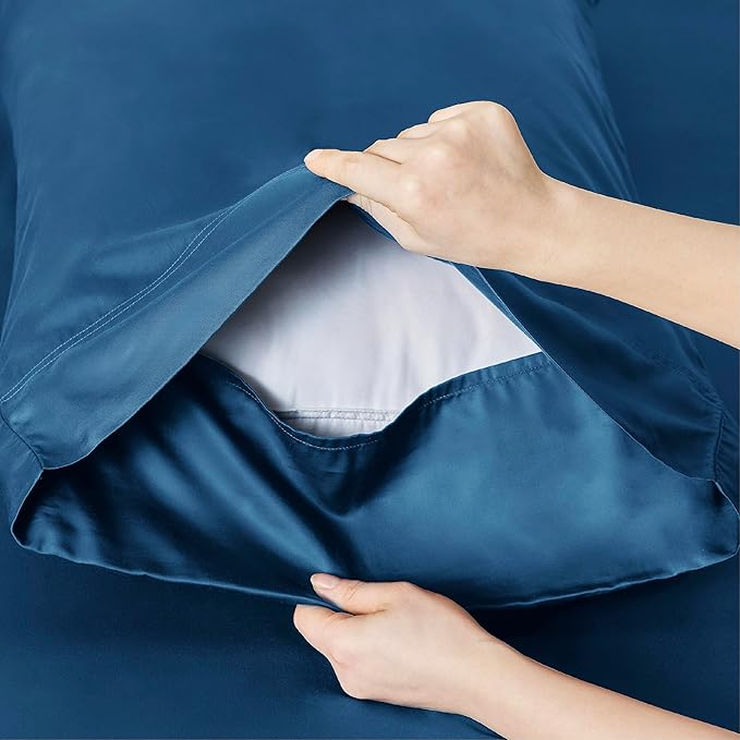 Bedsure King Size Sheets Set, Cooling Sheets for Hot Sleepers, Rayon Derived from Bamboo, Breathable & Soft, Deep Pocket Up to 16 Inches, Hotel Luxury Silky Bedding, Teal