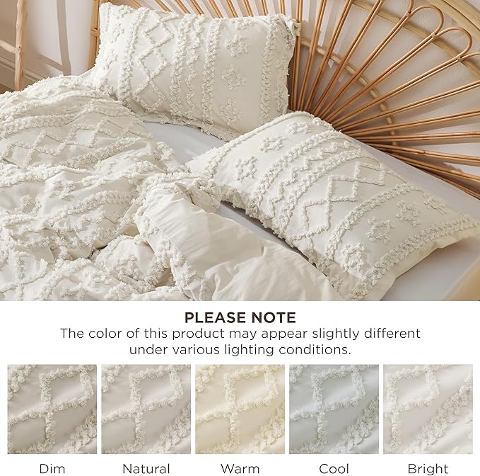 Bedsure Boho Duvet Cover Cal King Size, Soft & Comfortable Elegant Design Boho Bedding for Decoration, Machine Washable Comforter Cover for All Seasons,Includes 1 Duvet Cover & 2 Pillow Shams,Beige