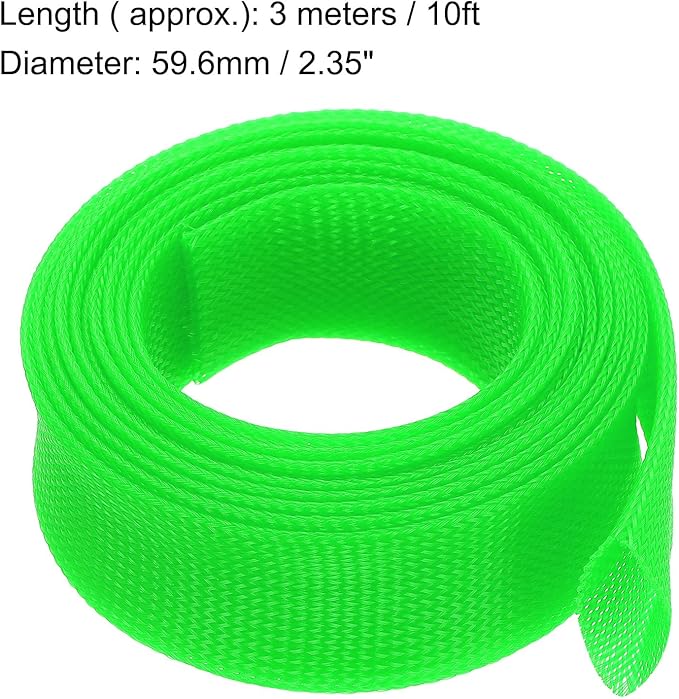 uxcell Expandable Sleeving,2 3/8-inch 10ft Cable Sleeve, Green