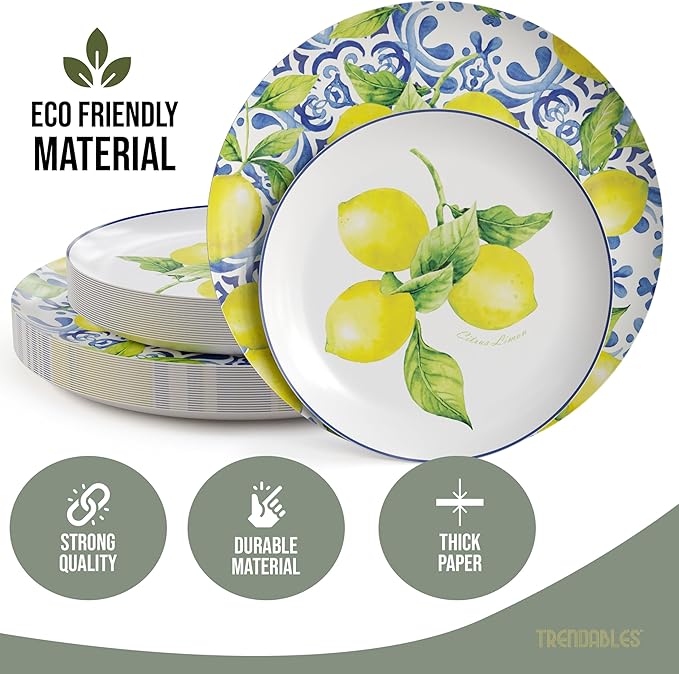 Trendables Floral Paper Plates 8.5 Inch & 10.5 Inch 80 Pcs Dinner Plate Set Fancy Disposable Plates for Party for 40 Guests 40 X 8 & 40 X 10 Large & Small Paper Plate Set for Parties Tuscan