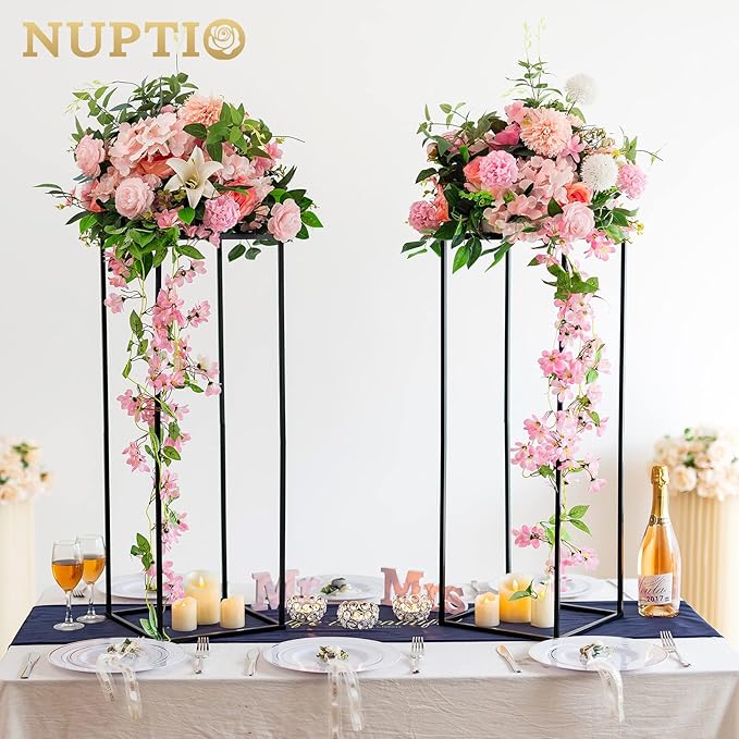 Nuptio Black Vase for Wedding Centerpieces - 2 Pcs 31.5 inch Tall Vases for Wedding Tables Home Party Decorations