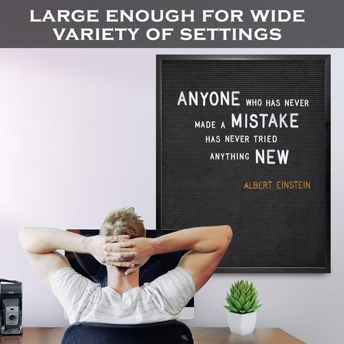 Black Felt Letter Board - 24x30 Inch Black Frame with Gold Letters | Perfect for Back to School & Menu Display