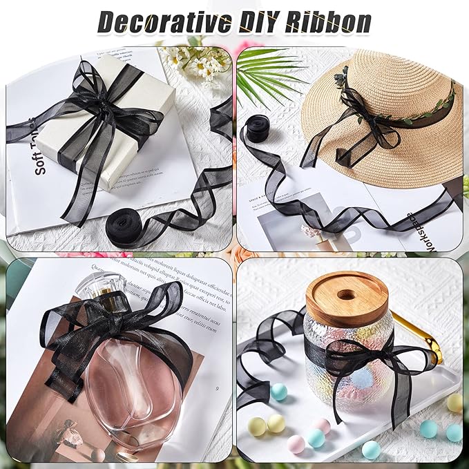 Sabary 120 Sheets Flower Wrapping Paper Bouquet Pure Color Waterproof Floral Packaging Paper with 196 Inch Ribbon Florist Bouquet Supplies for Wedding Birthday DIY, 22.8 x 22.8 Inch(Black)