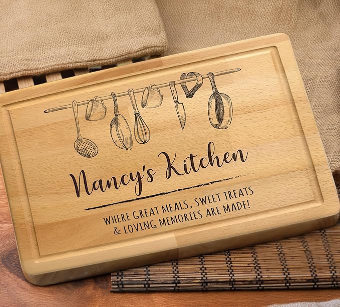 Personalized Engraved Cutting Board, Custom Mother’s Day Gift for Mom, Wife or Grandma, Unique Kitchen Gift Idea for Her, Christmas, Birthday, Housewarming
