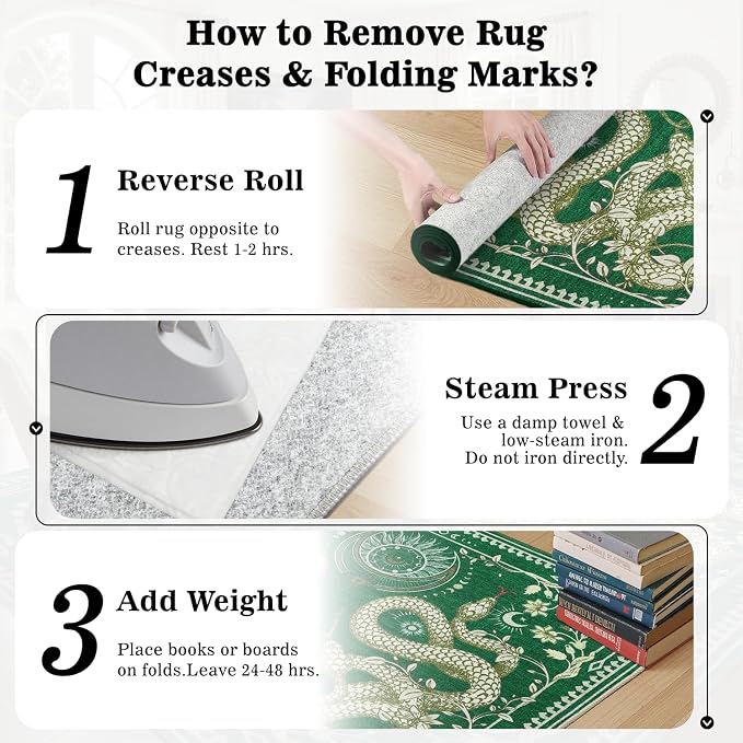 DCX Washable 9x12 Snake Rug, Green Gothic Rug for Living Room, Soft Low Pile Carpet, Kid & Pet Friendly with Rubber Back Non Slip, Stain Resistant Rug for Bedroom Dining Room Office