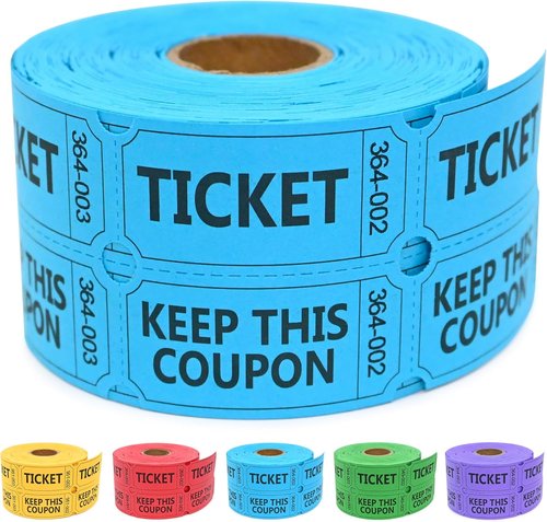 ESSENTIAL 500 Raffle Tickets - Double Roll with Name & Phone Number for Events, Classroom & Prizes (Blue)