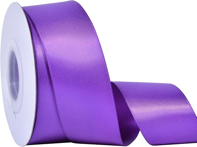 YAMA Purple Double Faced Satin Ribbon, 1 1/2 Inch 25 Yards, Great for Crafts Bows Flower Bouquet Wedding Home Decor Gift Wrapping
