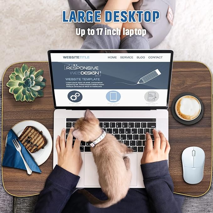 Fayquaze Portable Foldable Laptop Bed Desk with Storage Drawer and Cup Holder - Lap Desk Laptop Stand Tray Table for Eating, Reading and Working