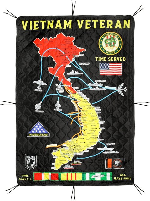 Medals of America Vietnam Map Poncho Liner Woobie Blanket - Military Grade Survival Gear for Veterans