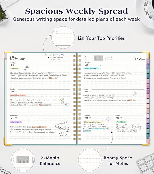 Academic Planner 2026-2027 - 18-Month Hardcover Weekly & Monthly Organizer | Large 8.5" x 11" Dusty Blue
