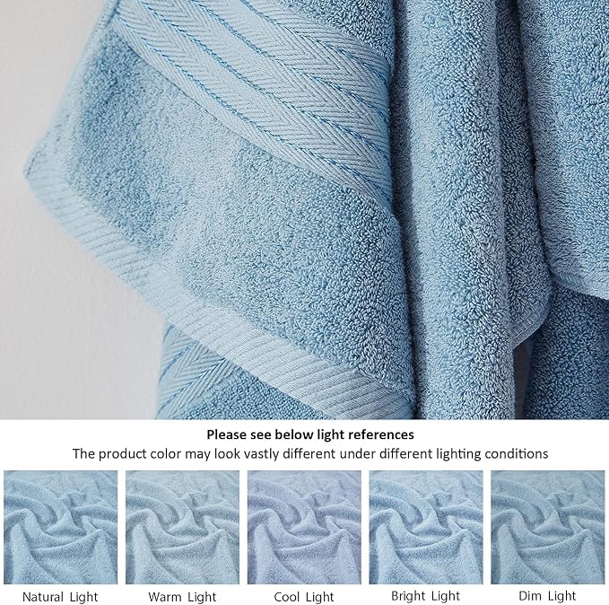 COZYART Light Blue Oversized Bath Sheet for Bathroom 35x70 Cotton Body Shower Towel Soft Absorbent Durable 650GSM Extra Large Towels for Daily Use
