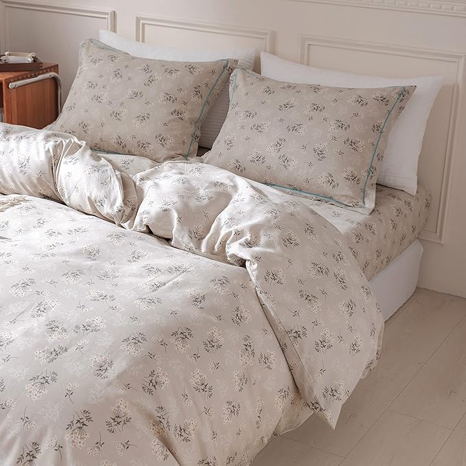 HighBuy Boho Floral Comforter Set Twin XL Beige Botanical Bedding Comforter Set Twin XL Bed Soft Cottagecore Flowers Bedding Set Aesthetic Farmhouse,1 Twin XL Comforter with 2 Pillowcase