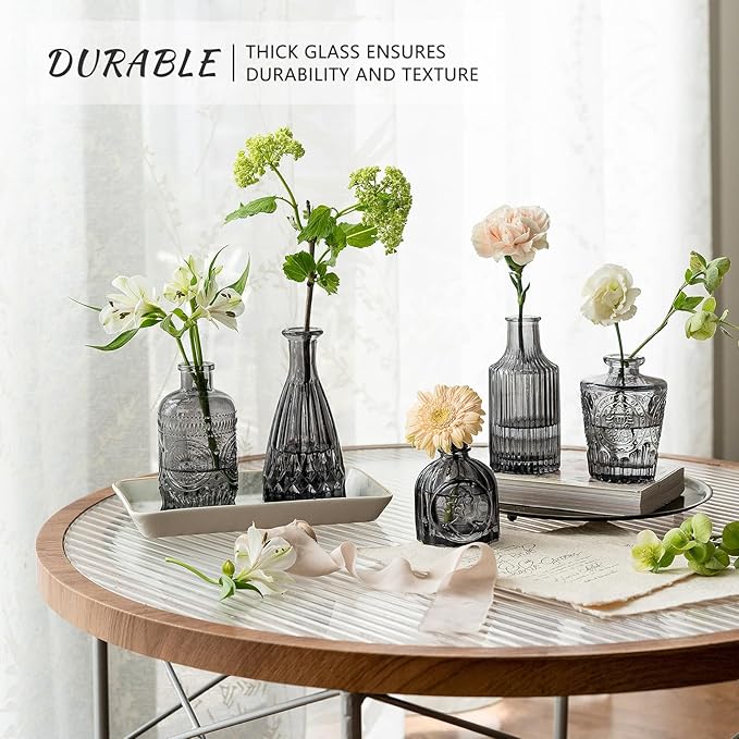 SUPMIND Bud Vase Set of 12, Black Bud Vases in Bulk, Small Flower Vases for Centerpieces, Mini Vintage Vase for Rustic Wedding, Home,Table Decoration