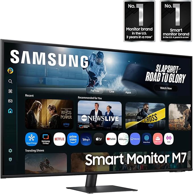 Samsung 43” Smart Monitor M7 (M70F) 4K UHD Display, Samsung Vision AI, Smart TV Apps, Gaming Hub, USB-C, HDMI and USB-A, Black, LS43FM702UNXZA, 2025