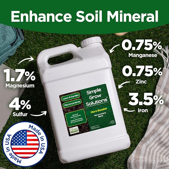 Micronutrient Booster- Complete Plant & Turf Nutrients- Simple Grow Solutions- Garden & Lawn Fertilizer- Grower, Gardener- Liquid Food for Grass, Tomatoes, Flowers, Vegetables (2.5 Gallon)