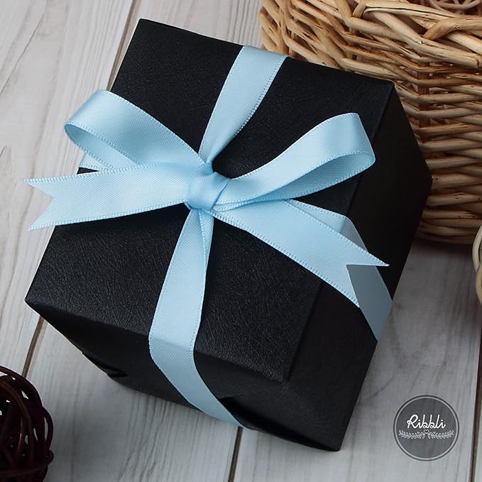 Ribbli Light Blue Double Faced Satin Ribbon,1/2” x Continuous 25 Yards,Use for Craft Bows Bouquet, Gift Wrapping, Wedding Decoration, Floral Arrangement