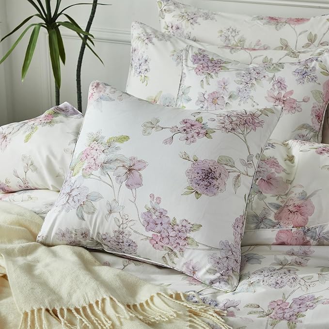 FADFAY 100% Cotton Duvet Cover Set King – Ultra Soft, Breathable & Elegant Floral Bedding for All Seasons, 3-Piece Comforter Cover with Hidden Zipper and Corner Ties