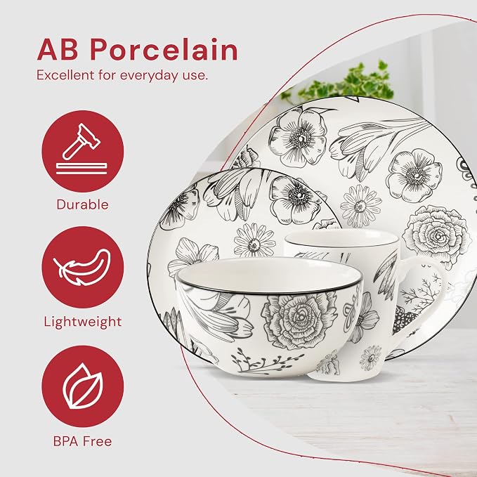 Safdie & Co. Porcelain Dinnerset 16 Piece Porcelain Bouquet