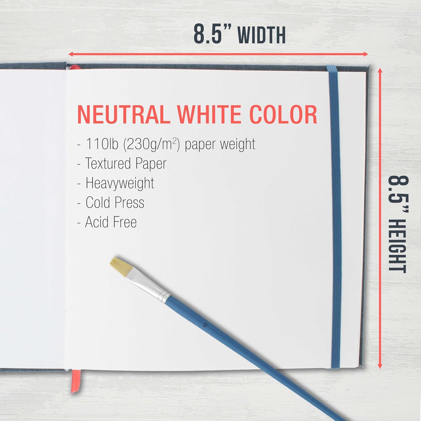 U.S. Art Supply Watercolor Book - 8.5" x 8.5" Linen-Bound Hardcover, 76 Sheets Each, Acid-Free Paper