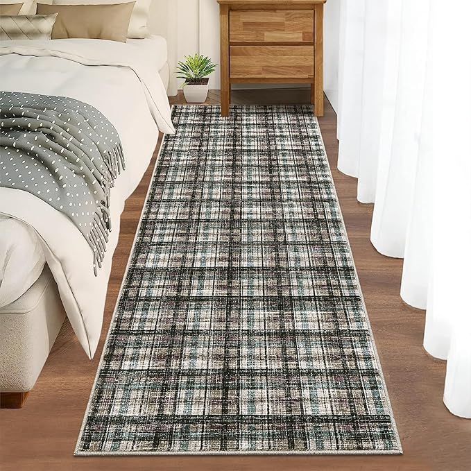 Washable Runner Rug 2x6 Modern Bathroom Rugs Non Slip Kitchen Rugs with Rubber Backing Entryway Rug Soft Non Shedding Stain Resistant Carpet for Laundry Hallway Bedside 2'x6'
