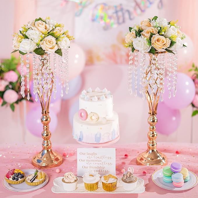 Flower Centerpieces for Wedding Tables: Wedding Table Decorations Peachy Champagne & White Flower Balls Centerpieces for Engagement Cerebration Party Center Pieces 6 Packs