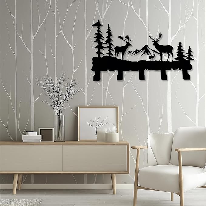 ZORISE Metal Deer Hooks - Moose Design Wall Art Decor and Key Hanger, Clothes, Hat, and Backpack Rack, Home Decor for Entryway, Hallway, Office, Kitchen, and Living Room