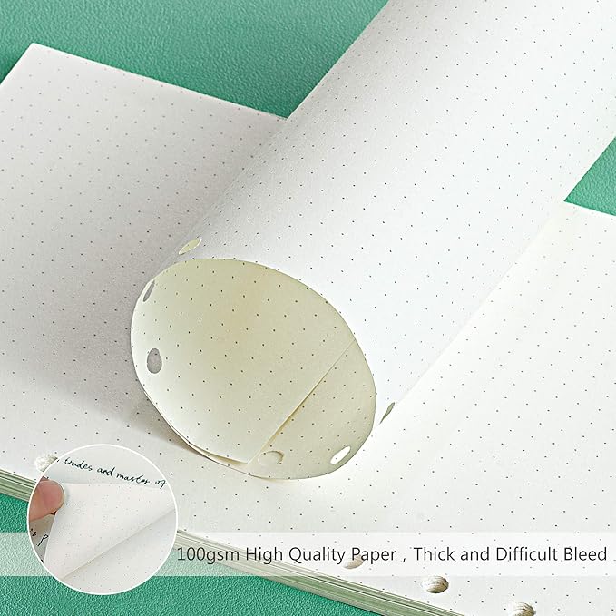 135 Sheets Planner Refill Paper, 210x142mm, Dotted Inserts Paper A5 6 Holes Binder Grid Notepaper for Filofax Bullet Journals Diary
