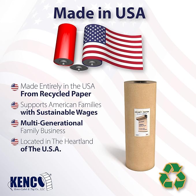 Brown Kraft Paper Roll - 24 Inch X 1200 Feet - for Gift Wrapping, Crafts, Packing, Void Filling - Made in The USA