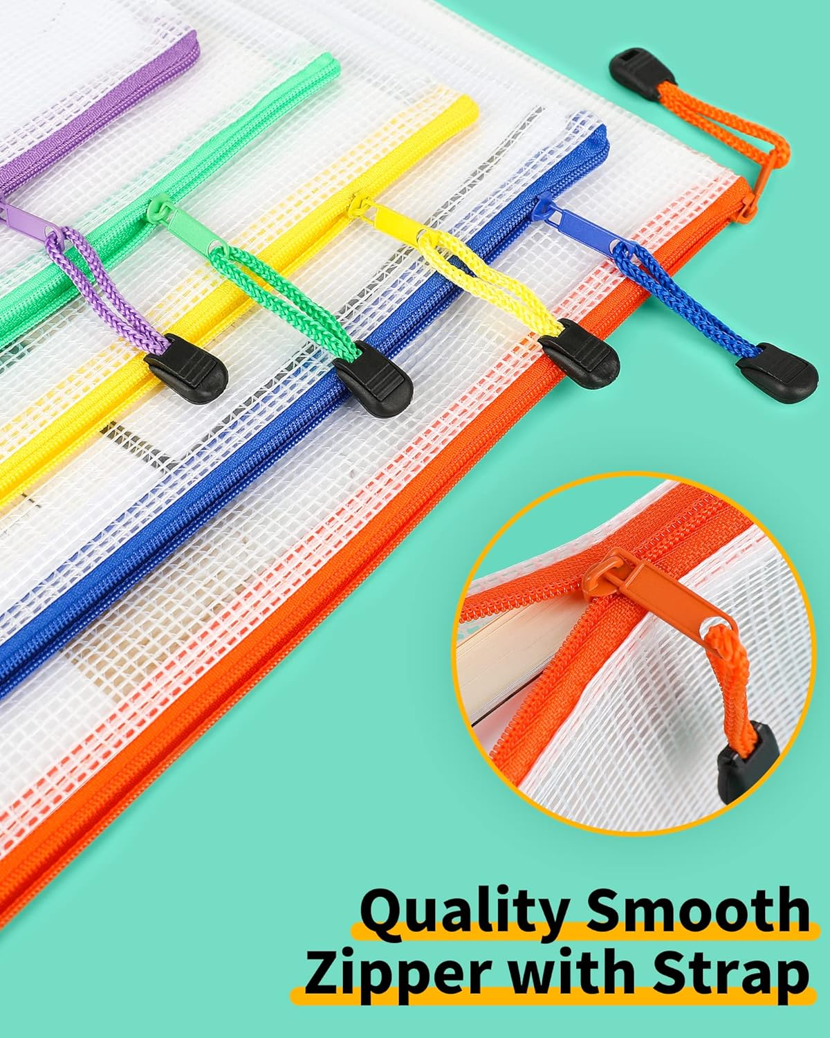 Smarpau B4 Mesh Zipper Pouch - 24 Pack in 12 Colors | 15" x 11" Waterproof Organizing Bags