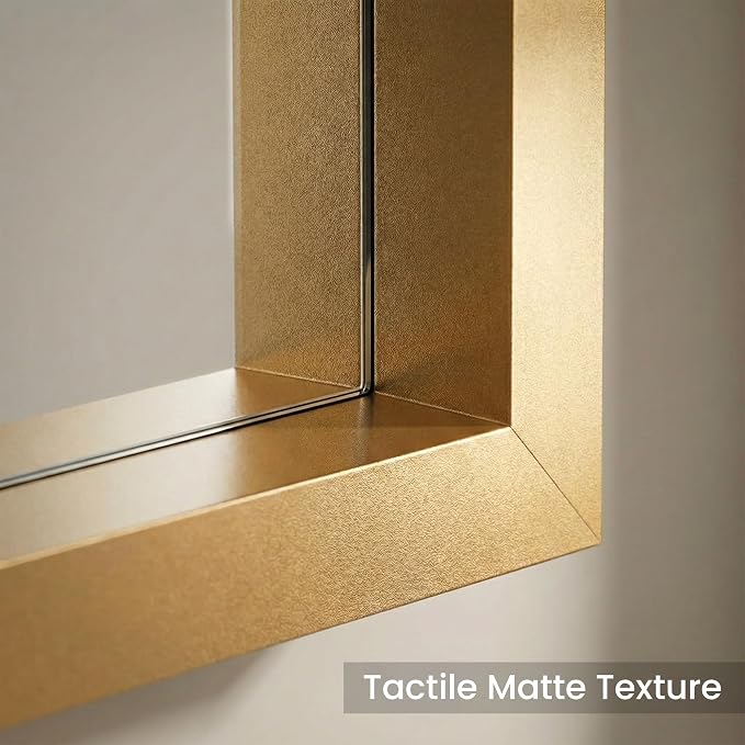 2-Pack 24"x36" Vintage Gold Bathroom Mirror, Antique Brass Deep-Set Metal Frame, Heavy-Duty Rectangular Wall Mirror, Traditional Bedroom & Mantel Decor