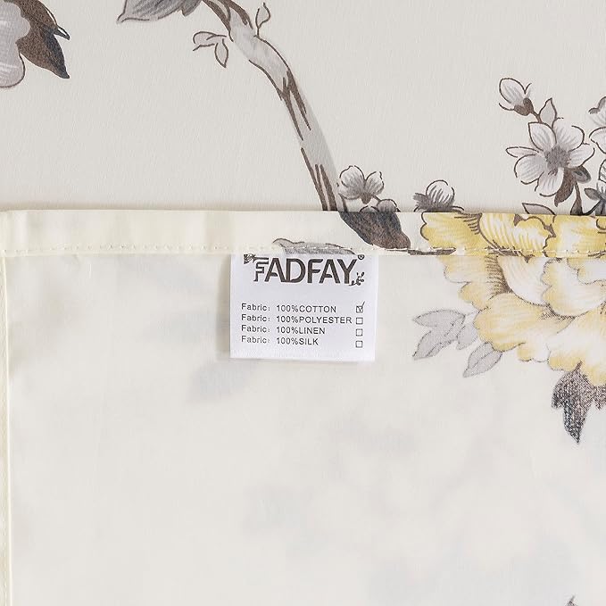 FADFAY Floral Sheets Set Full Vintage Rose Floral Bedding Shabby Grey and Yellow Peony Sheets Farmhouse Bedding 800 Thread Count 100% Egyptian Cotton Soft Deep Pocket Fitted Sheet 4Pcs, Full Size