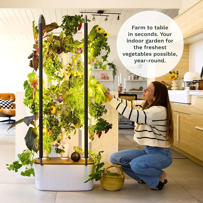 Gardyn Home 4 Vertical Hydroponics Growing System Kit - 30 Non-GMO Plants, Herbs, Vegetables - Smart Tower Garden Hydroponic Herb Garden Planter Indoor Kit - Indoor Gardening System w/LED Grow Lights