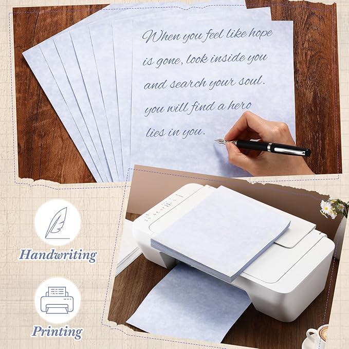 Epakh 200 Sheets Old Age Parchment Paper 8.5 x 11 Inch Standard Letter Vintage Colored Old Parchment Semblance Double Side Printing Paper(Blue)