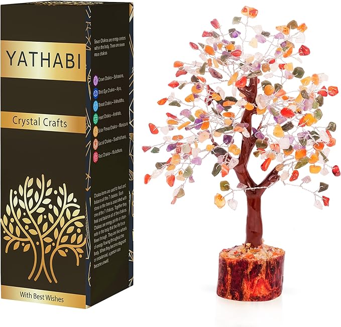 Chakra Tree - Crystal Tree - Feng Shui Tree - Crystal Tree for Positive Energy - Money Crystal Stone - Bonsai Tree - Chakra Tree of Life Decor - Tree of Life Sculptures Tabletop - Good Luck Gifts