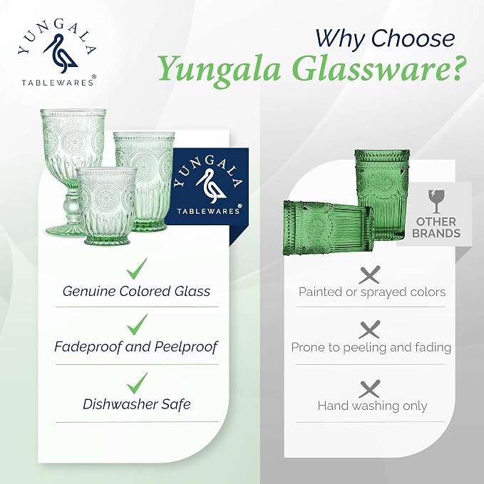 Green Highball Glasses Set of 6 Tall Drinking Glasses 10 oz