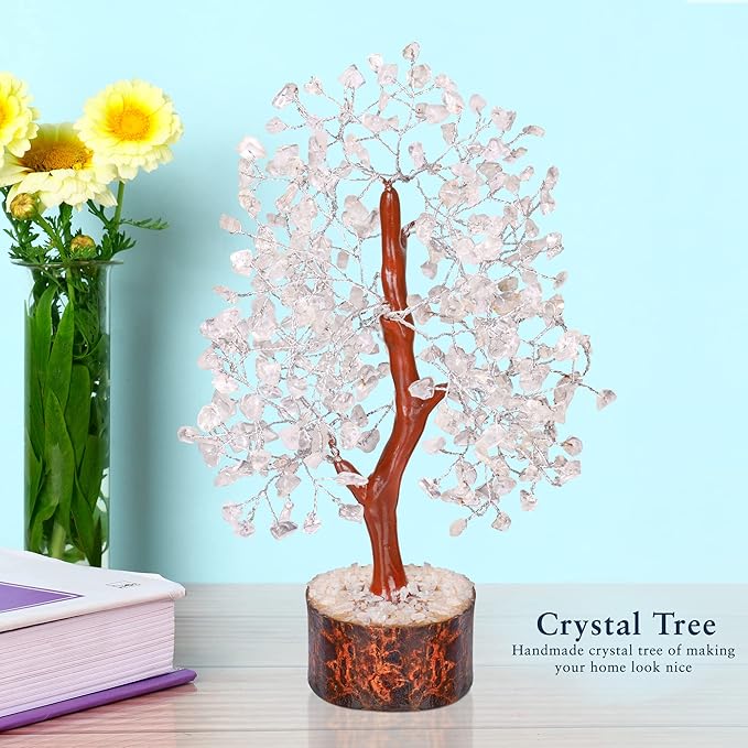 YATHABI Clear Quartz - Crystal Tree - Gemstone - White Money Tree - Chakra Tree - Quartz Crystal - Crystal Bonsai Tree - Tree of Life Decor - Spiritual Item - Crystal Gift - Stone Tree
