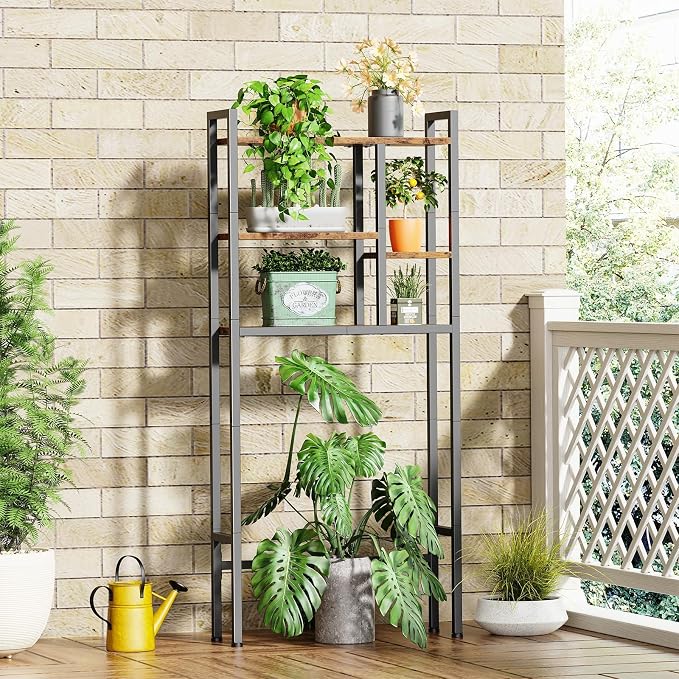 Asgolion Over-The-Toilet Storage Rack, 3-Tier Bathroom Shelves Over Toilet, Above Toilet Storage, Behind Toilet Bathroom Organizer, Space Saver, Freestanding, Rustic Brown