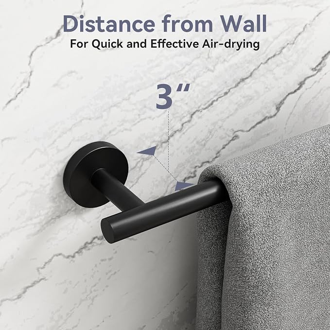 Matte Black Towel Bar, 30 Inch Bathroom Towel Rack (Total Length 32-Inch), Towel Holder Wall Mounted, Thicken SUS304 Stainless Steel Towel Rod Modern Home Decor